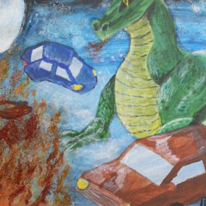 Futuristic cars and dragons